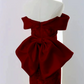Niche Burgundy Sheath Strapless with Bow-knot Back Corset Maxi Evening Dress RS340