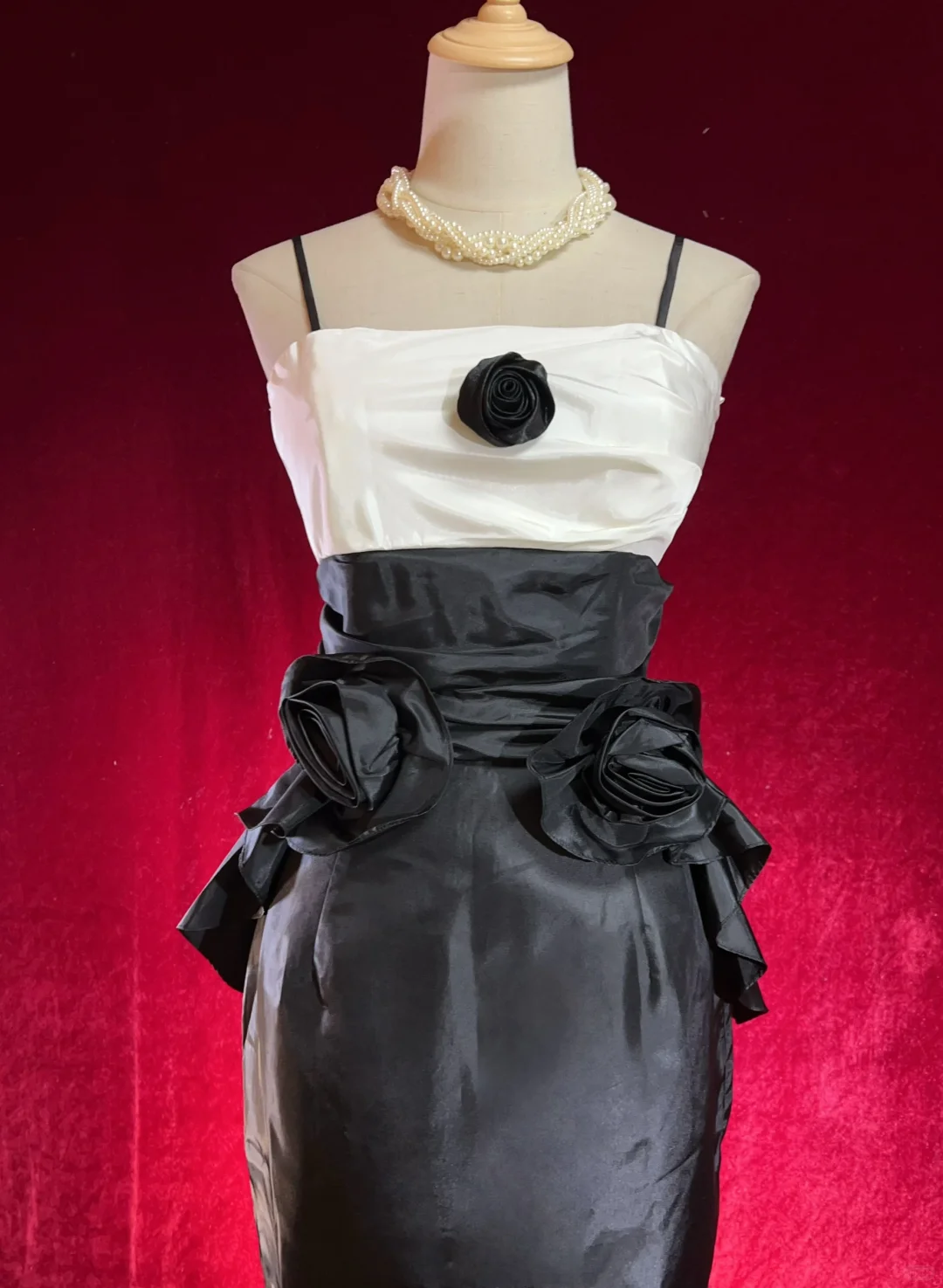 Black suspender skirt, white tube top, waist and hip sexy short skirt, homecoming dress R4977