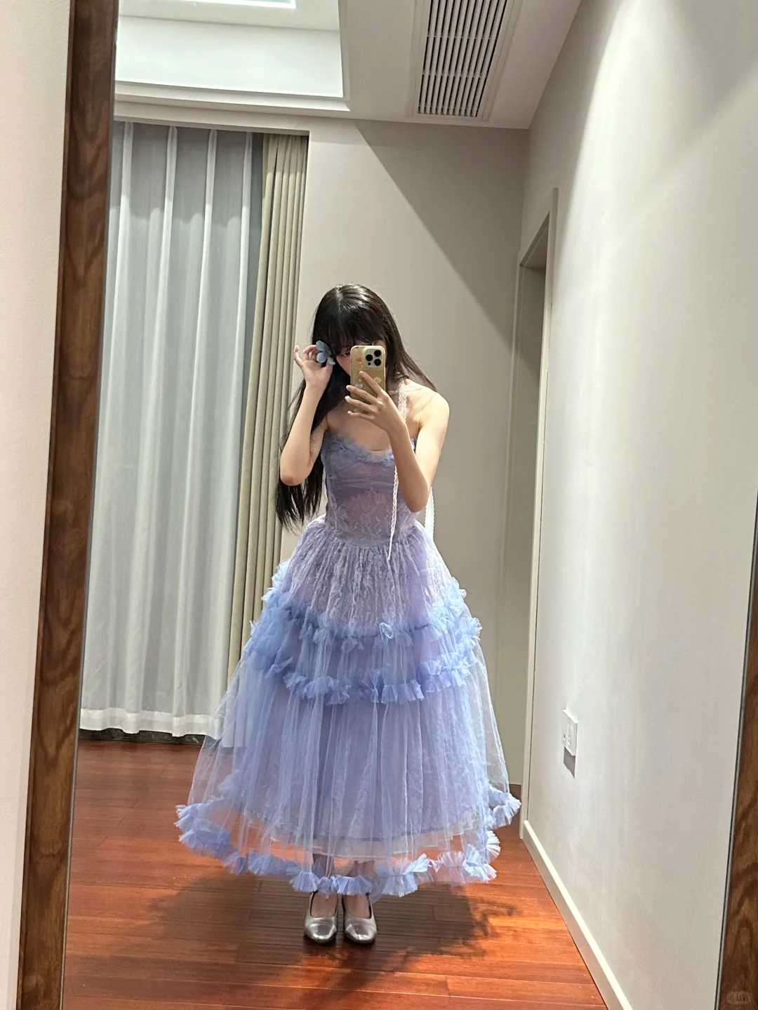 Light blue strapless fitted long ball gown R8845