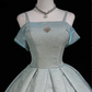 Silver sequined suspenders one shoulder waist slim fit puffy skirt princess skirt homecoming dress R4936
