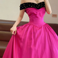 Fuchsia Off-the-shoulder Waist-Cinched Puff-Skirt Ball Gown & Bridal Gown R7390