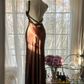 Dark brown halter-neck, fitted, backless, sexy, long ball gown R7704