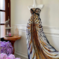 Tiger striped strapless sexy high-waisted elegant long ball gown R6948
