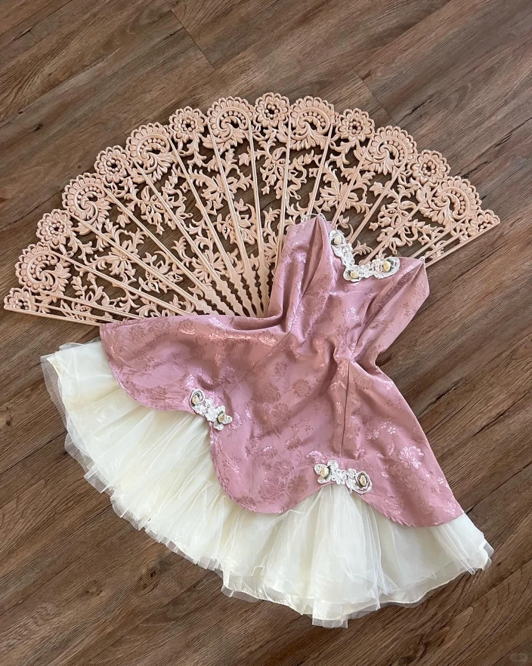 Pink tube top waist print sexy puffy princess tulle skirt homecoming dress R4206