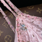 Light pink one-shoulder halter-neck fitted waist elegant fairy long ball gown R6908