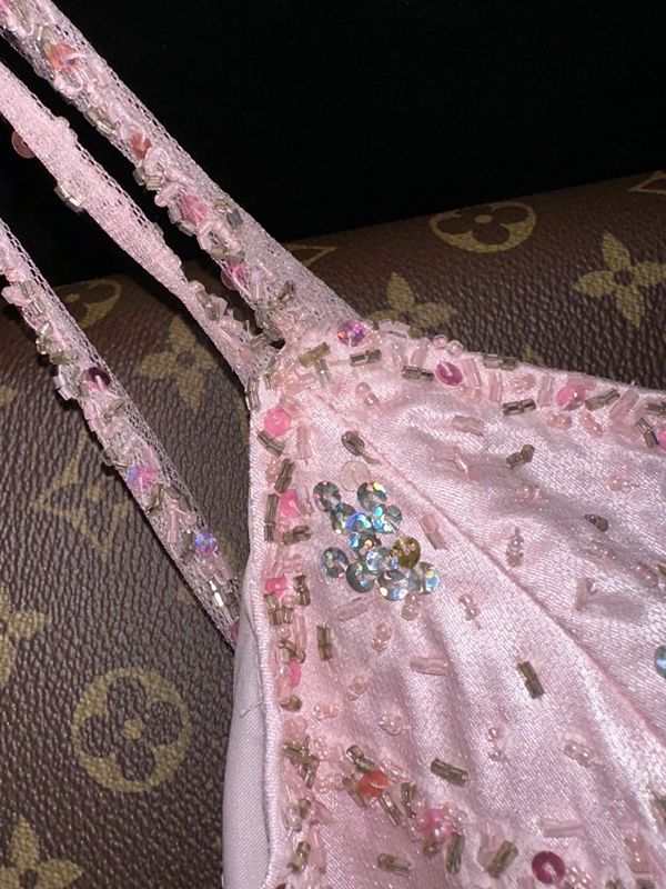 Light pink one-shoulder halter-neck fitted waist elegant fairy long ball gown R6908