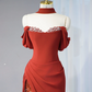 Red strapless, fitted, bodycon long ball gown/bridal dress R8995