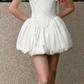 White suspenders, slim waist, flower bud skirt, homecoming dress R4730