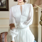 White elegant classic waist slim flower bud skirt short skirt homecoming dress R4609