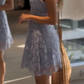 Light blue tube top waist lace sexy short skirt homecoming dress R5598