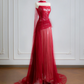 Red strapless, fitted, long, elegant ball gown/bridal dress R8135