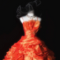 Orange halter-neck, fitted waist, full skirt, long ball gown R8692