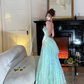 Light green strapless fitted waist sexy long ball gown R7068
