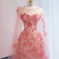 Pink strapless fitted long ball gown, bridal dress R8965