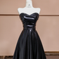 Black strapless, fitted waist, full skirt, long ball gown R8356