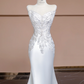 White strapless fitted waist bodycon long ball gown/bridal dress R8299