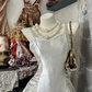 White satin suspenders waist slim fit sexy A-line skirt ball gown R6149