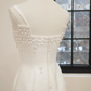 White halter-neck, fitted, elegant midi-length ball gown/bridal dress R8504