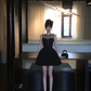 Black sleeveless slim waist tutu short homecoming dress R5058