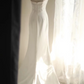 White halter-neck fitted long ball gown R6749