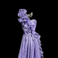 Purple one-shoulder fitted waist slim-fitting long ball gown with lace skirt R6669