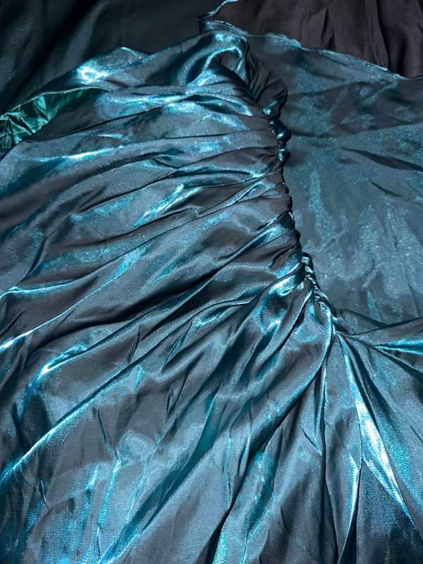 Dark green strapless fitted long ball gown R7027