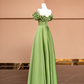 Green off-shoulder fitted long ball gown R8414