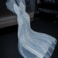 Light blue sleeveless fitted long sexy ball gown, bridal dress R8755
