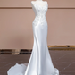 White strapless fitted waist bodycon long ball gown/bridal dress R8299
