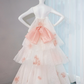 Light pink strapless, fitted waist, full-skirted ball gown, bridal dress R9025