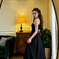 Black one-shoulder, fitted waist, A-line long ball gown R8601