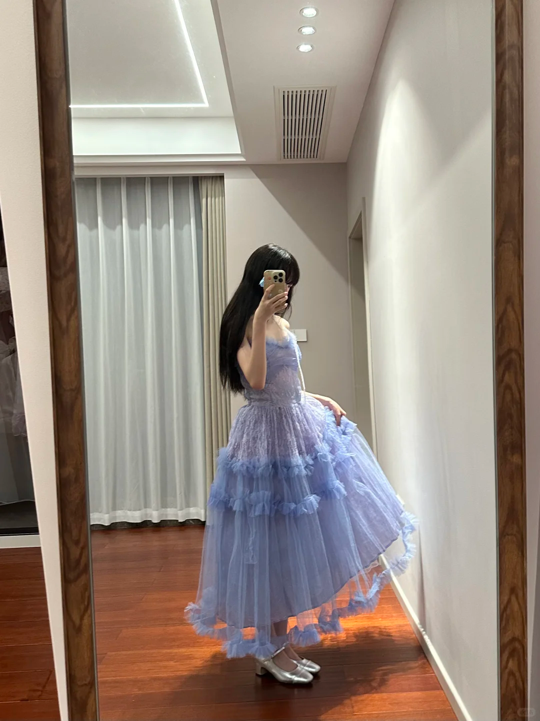 Light blue strapless fitted long ball gown R8845