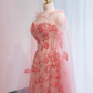 Pink strapless fitted long ball gown, bridal dress R8965