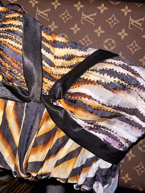 Tiger striped strapless sexy high-waisted elegant long ball gown R6948