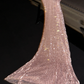 Light pink sequined halter-neck fitted long ball gown/bridal dress R8815