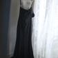 Navy blue strapless, fitted waist, sequined, sexy long ball gown R6788