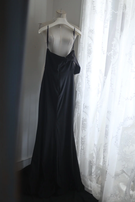 Navy blue strapless, fitted waist, sequined, sexy long ball gown R6788