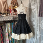 Tank top, fitted A-line lace mini skirt, ball gown R6269