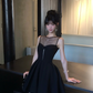 Black sleeveless slim waist tutu short homecoming dress R5058