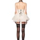 White halterneck polka dot waist slimming sexy bittersweet short skirt homecoming dress R4689