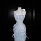Light blue sequined tube-top slim-waisted hip-hugging fishtail maxi skirt, prom dress R5674