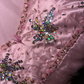 Light pink one-shoulder halter-neck fitted waist elegant fairy long ball gown R6908