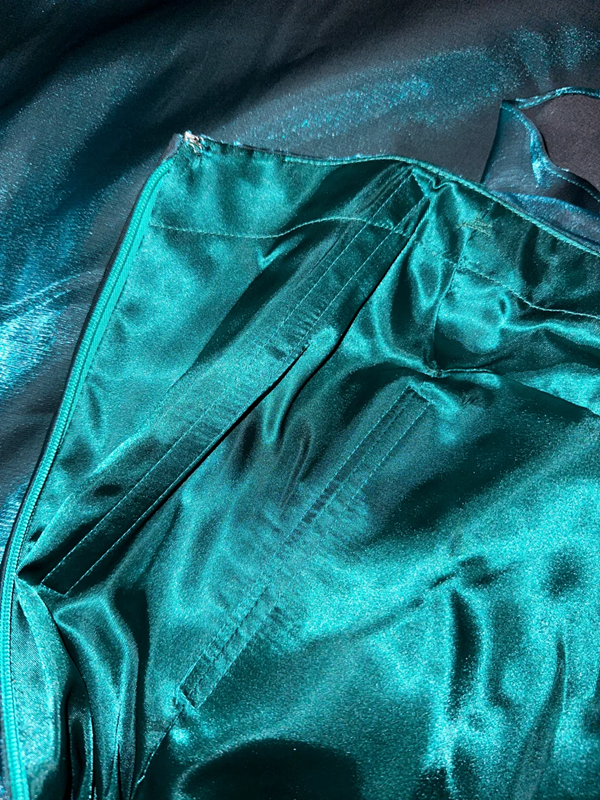 Dark green strapless fitted long ball gown R7027