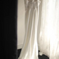 White halter-neck fitted long ball gown R6749