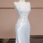 White strapless fitted waist bodycon long ball gown/bridal dress R8299