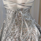 Silver sequined suspenders waist open back sexy A-line mini skirt homecoming dress R5018