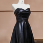 Black strapless, fitted waist, full skirt, long ball gown R8356