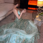 Light green strapless fitted waist sexy long ball gown R7068