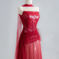 Red strapless, fitted, long, elegant ball gown/bridal dress R8135