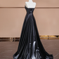 Black strapless, fitted waist, full skirt, long ball gown R8356